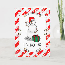 Tarjeta Ho Ho Ho Ho Ho Feliz Navidad Santa Cute Snowman