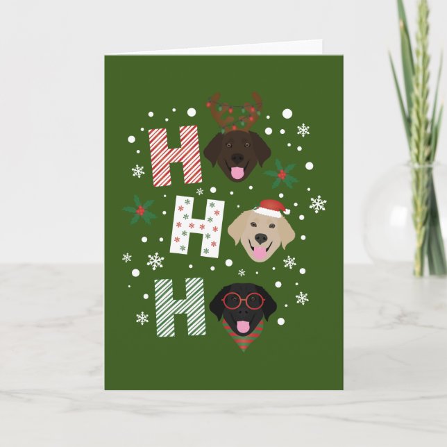 Tarjeta Ho Ho Ho Ho Ho Labrador recuperó Feliz Navidad (Anverso)