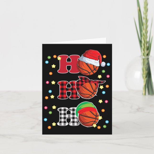 Tarjeta Ho Ho Ho Ho Ho Santa Red Plaid Navidades enciende  (Anverso)