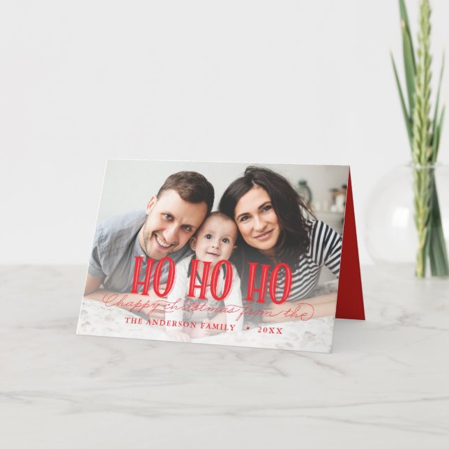 Tarjeta Ho ho ho ho se ríe de las vacaciones de Navidad (Anverso)