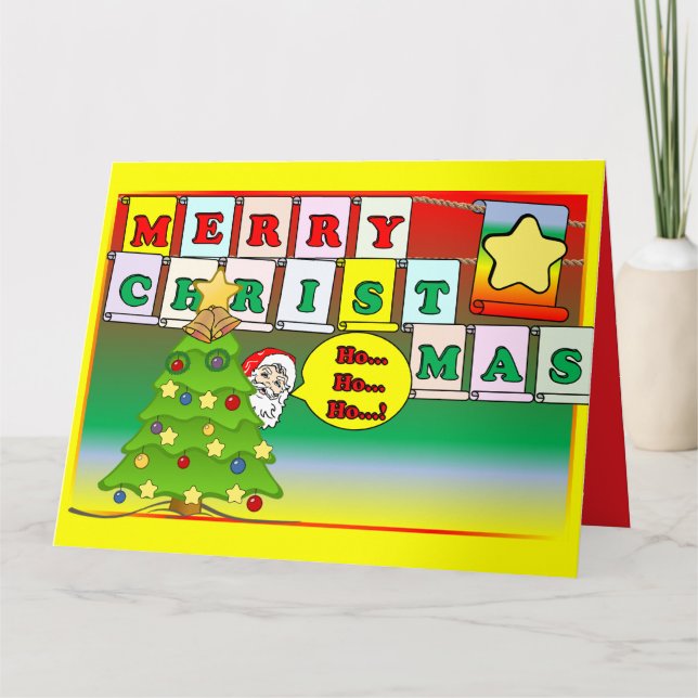 Tarjeta HO HO HO Merry Christmas &  Santa Card (Anverso)