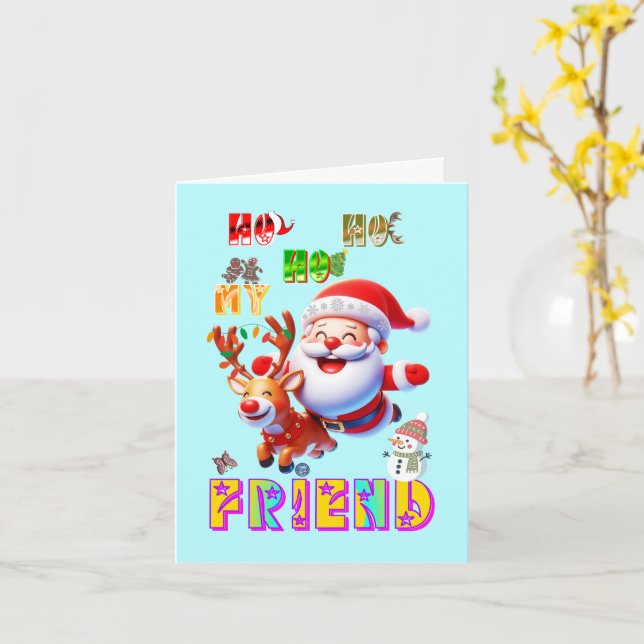 Tarjeta Ho Ho Ho Mi Querido Amigo (flor amarilla)