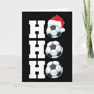 Tarjeta Ho Ho Ho Navidad Fútbol Por Bill Sombrero de Santa