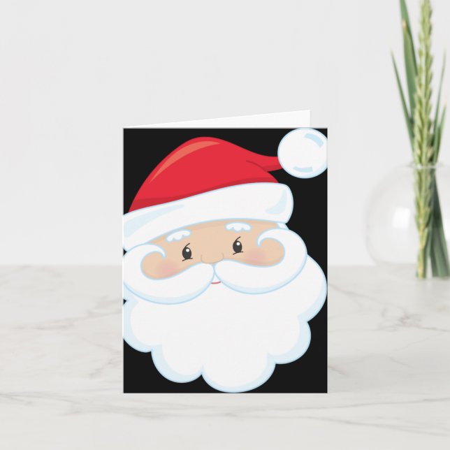 Tarjeta Ho Ho Ho Santa Face Christmas Holidays Red White T (Anverso)