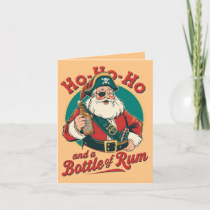 Tarjeta Ho Ho Ho y una Botella de Ron – Santa Divertido