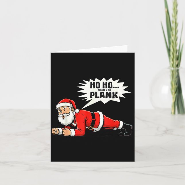 Tarjeta Ho Ho Hold The Plank Christmas Santa Workout Funny (Anverso)