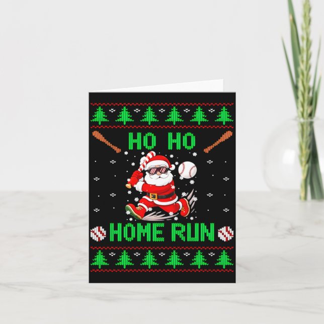 Tarjeta Ho Ho Home Run Baseball Christmas Santa Ugly Xmas  (Anverso)