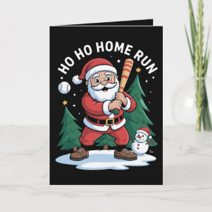 Tarjeta Ho Home Run Navidad Santa Béisbol Muñeco de nieve