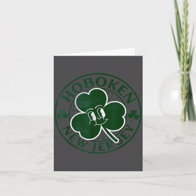 Tarjeta Hoboken New Jersey Irish Shamrock Nj Retro Souveni (Anverso)