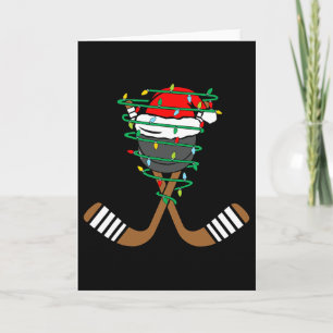 Tarjeta Hockey de Navidad Xmas Santa Deportes Niños Chicos
