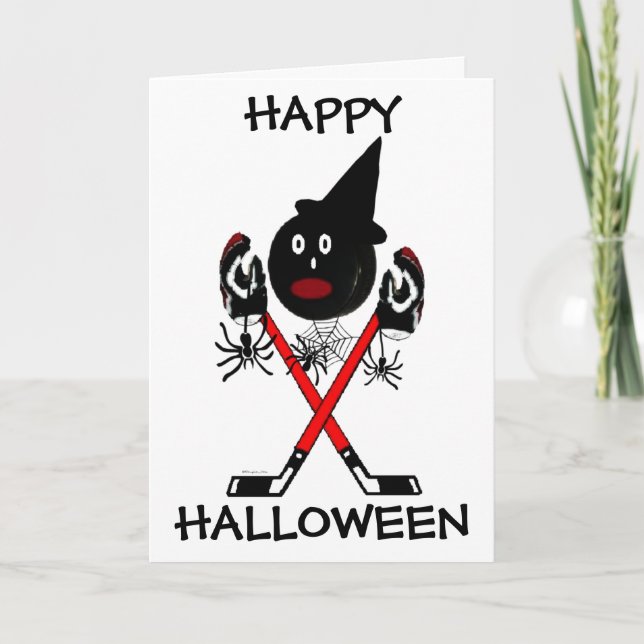 Tarjeta Hockey del feliz Halloween (Anverso)