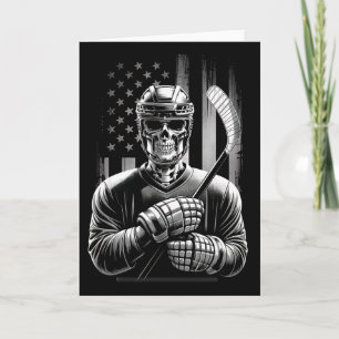 Tarjeta Hockey Esqueleto Americano Bandera Usa Halloween H
