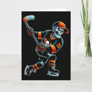 Tarjeta Hockey Esqueleto Hockey de Halloween Hombres Chico