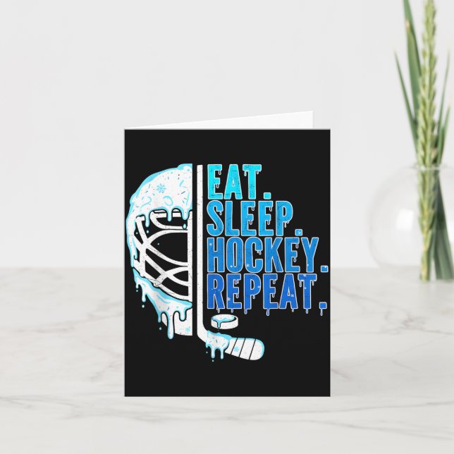 Tarjeta Hockey Ice Cream Drip Eat Sleep Hockey Repeat Boys (Anverso)