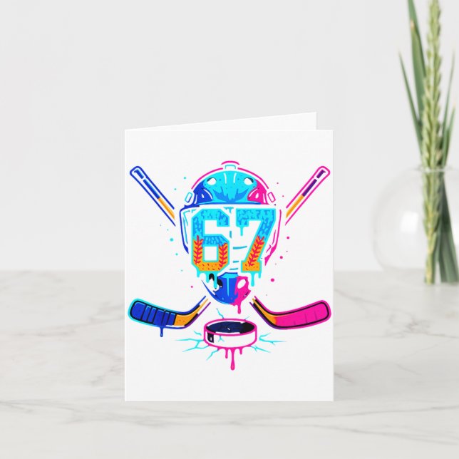 Tarjeta Hockey Ice Cream Drip Number 67 Player 67th Birthd (Anverso)