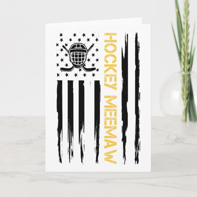 Tarjeta Hockey Meemaw Jugador de Hockey Bandera de EE. UU. (Anverso)