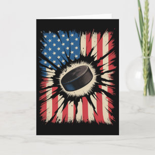 Tarjeta Hockey Patriótico 4 De Julio Bandera Americana Vin