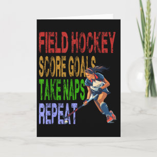 Tarjeta Hockey sobre césped Anota goles Toma siestas Repit