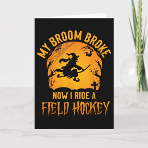 Tarjeta Hockey sobre césped Halloween Bruja Mi Escoba se r