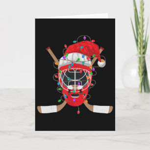 Tarjeta Hockey sobre hielo de Navidad Santa Luces de Navid