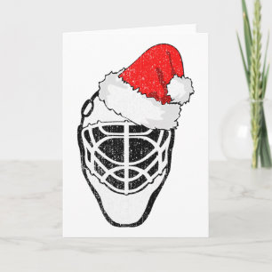 Tarjeta Hockey sobre hielo Navidad divertido portero sombr