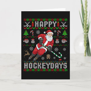 Tarjeta Hockey sobre hielo Navidad fea Santa Claus Hockey 