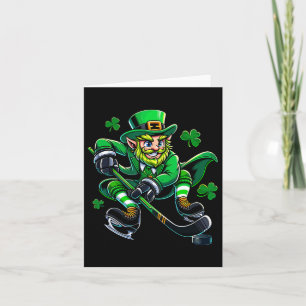 Tarjeta Hockey St Patricks Día Leprechaun Shamrock Clovers