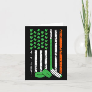 Tarjeta Hockey St Patrones Día Bandera estadounidense Sham
