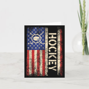 Tarjeta Hockey Usa Jugador De Hockey Con Bandera Americana