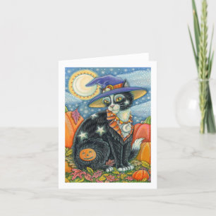 Tarjeta HOCUS POCUS GATO NEGRO BRUJA, RATÓN HALLOWEEN En B