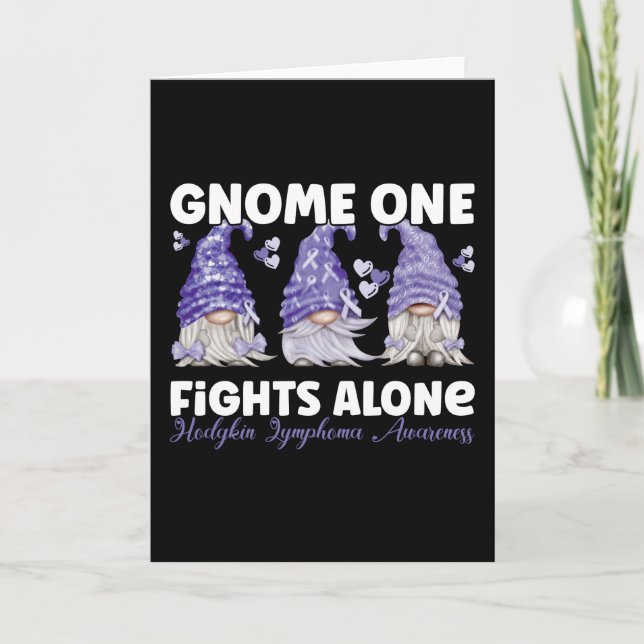 Tarjeta Hodgkin Lymphoma Cancer Violet Ribbon Gnome (Anverso)