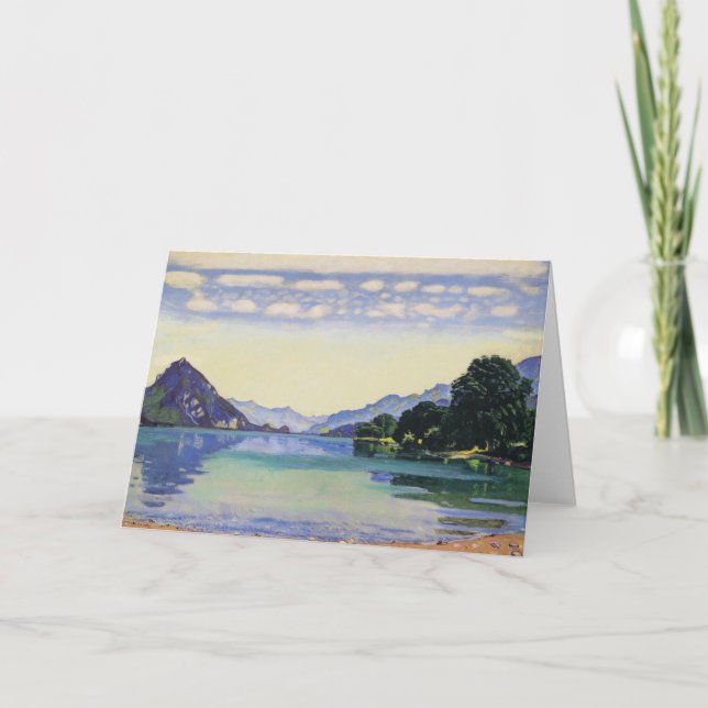 Tarjeta Hodler - Lago Thun de Lessig, pintura famosa, (Anverso)