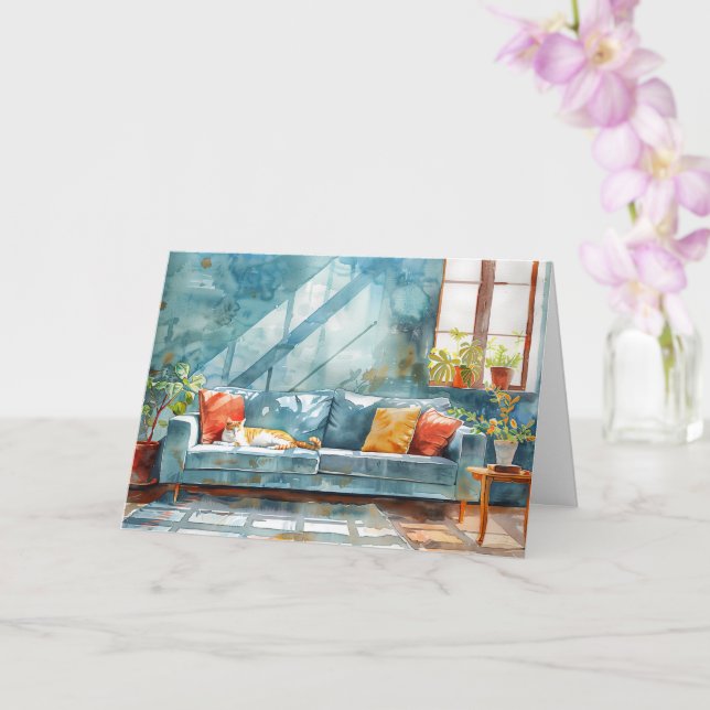 Tarjeta HOGAR ACELGADO FELIZ DÍA DE CIERRE Inmobiliaria (Orquídea)