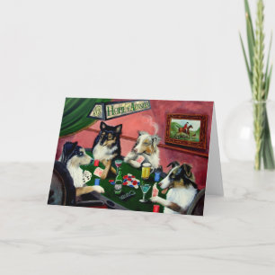 Tarjeta Hogar de australianos 4 perros que juegan la