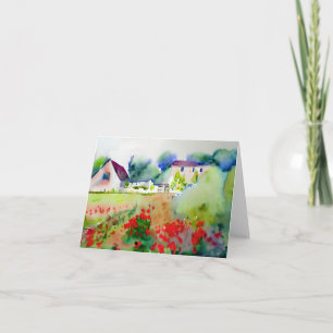 Tarjeta Hogar de campo a la acuarela personalizable