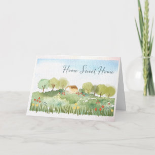 Tarjeta Hogar Dulce Hogar Acogedor Acuarela