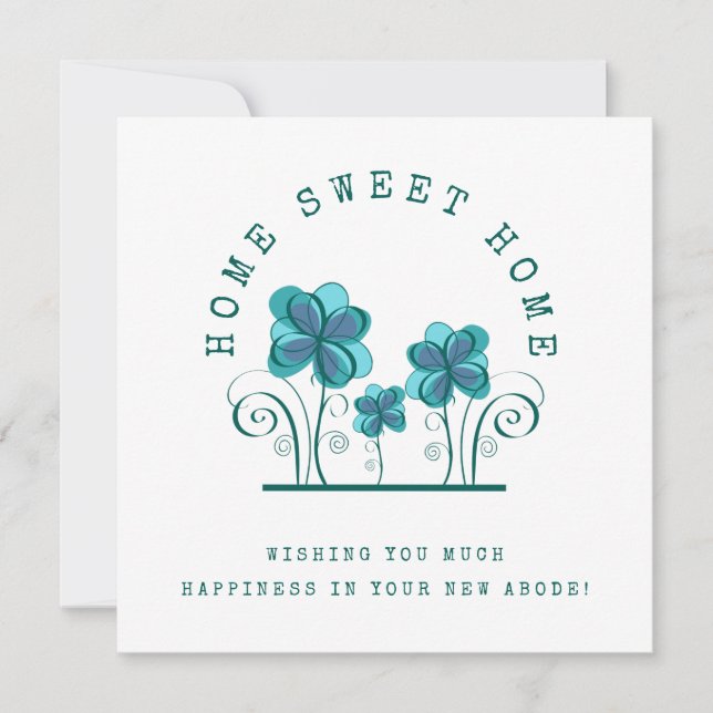 Tarjeta Hogar, dulce hogar florals Happiness New Home (Anverso)