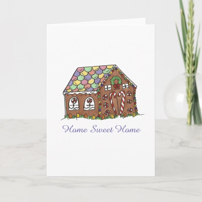 Tarjeta Hogar Dulce Hogar Gingerbread Casa Calentador (Anverso)