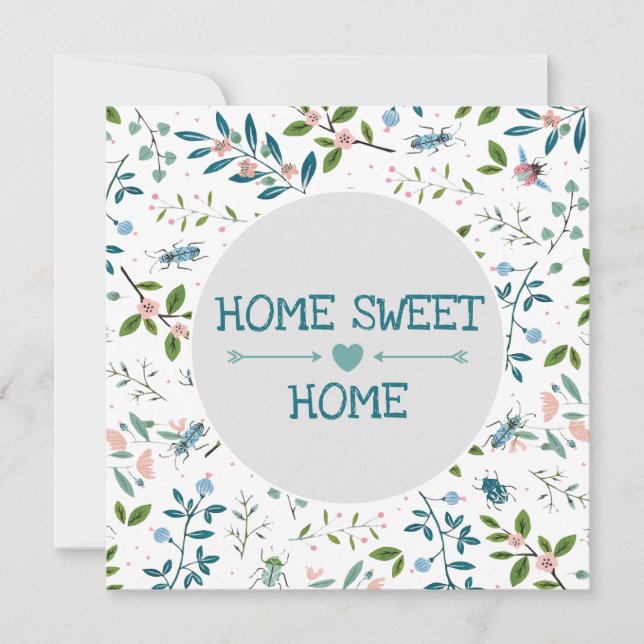 Tarjeta Hogar dulce Personalizado de casa Verde azulado Gr (Anverso)