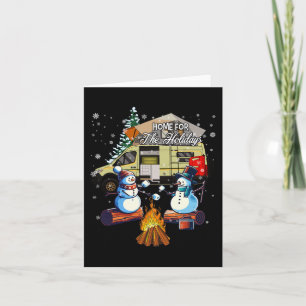 Tarjeta Hogar Para Navidades Vacaciones Camping De Snowman