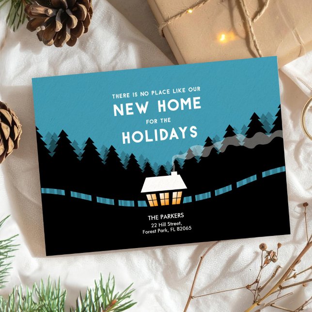 Tarjeta Hogar retro nuevo para las fiestas en el bosque (Subido por el creador)