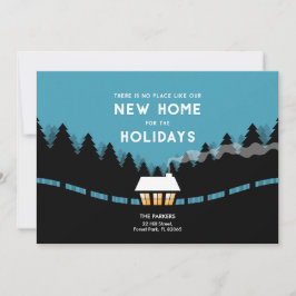 Tarjeta Hogar retro para las fiestas en el bosque