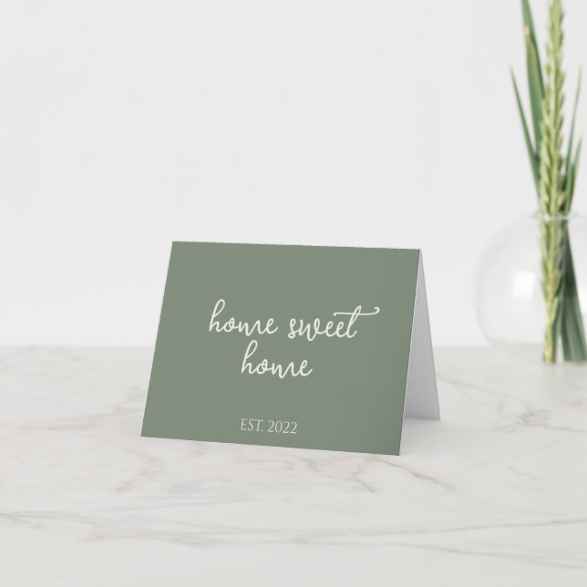 Tarjeta Hogar verde rústico dulce hogar nuevo propietario (Anverso)