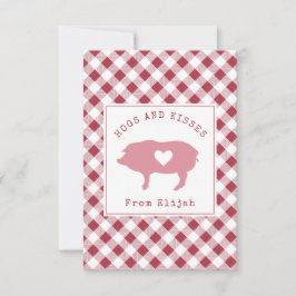 Tarjeta Hogs & Kisses Foto Gingham Classroom Valentine
