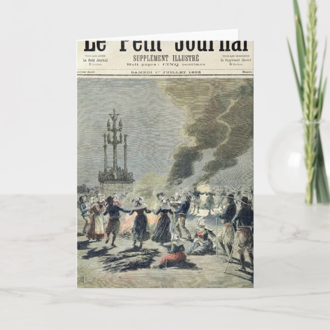 Tarjeta Hogueras encendidas para celebrar el solsticio de (Anverso)