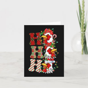 Tarjeta Hohoho Chickens Santa Hat Reindeo Feliz Navidad