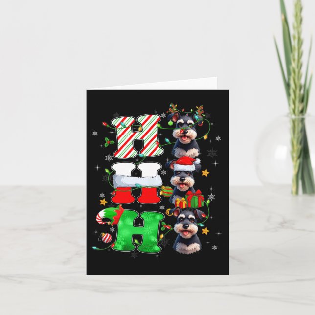 Tarjeta Hohoho Schnauzer Perro Santa Elfo Sombrero Reno Na (Anverso)
