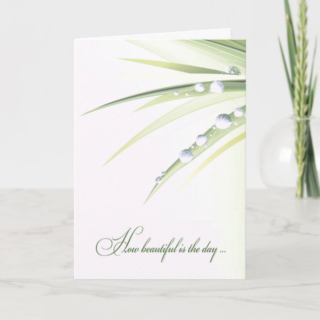 Tarjeta Hoja boda con gotitas de agua (Anverso)