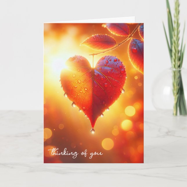 Tarjeta Hoja colgante del corazón del otoño (Anverso)
