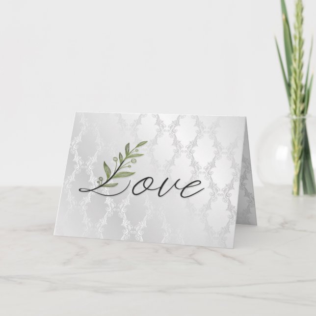 Tarjeta Hoja de amor boda en Damask (Anverso)